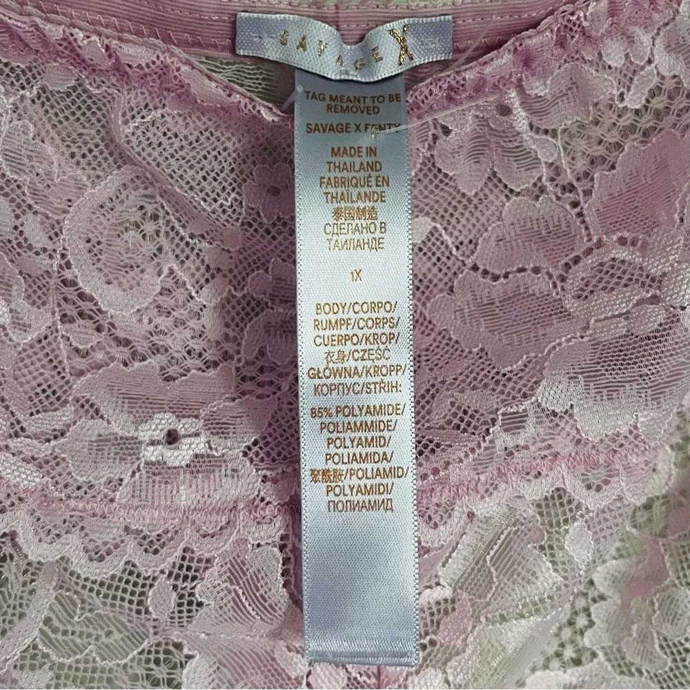 Savage X Fenty High Waist Lace Thong Pink Size 1X